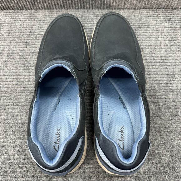 Clarks Wave Plateau Slip On Shoes Womens 11W Wide Navy Blue Nubuck Waterproof - Picture 6 of 10